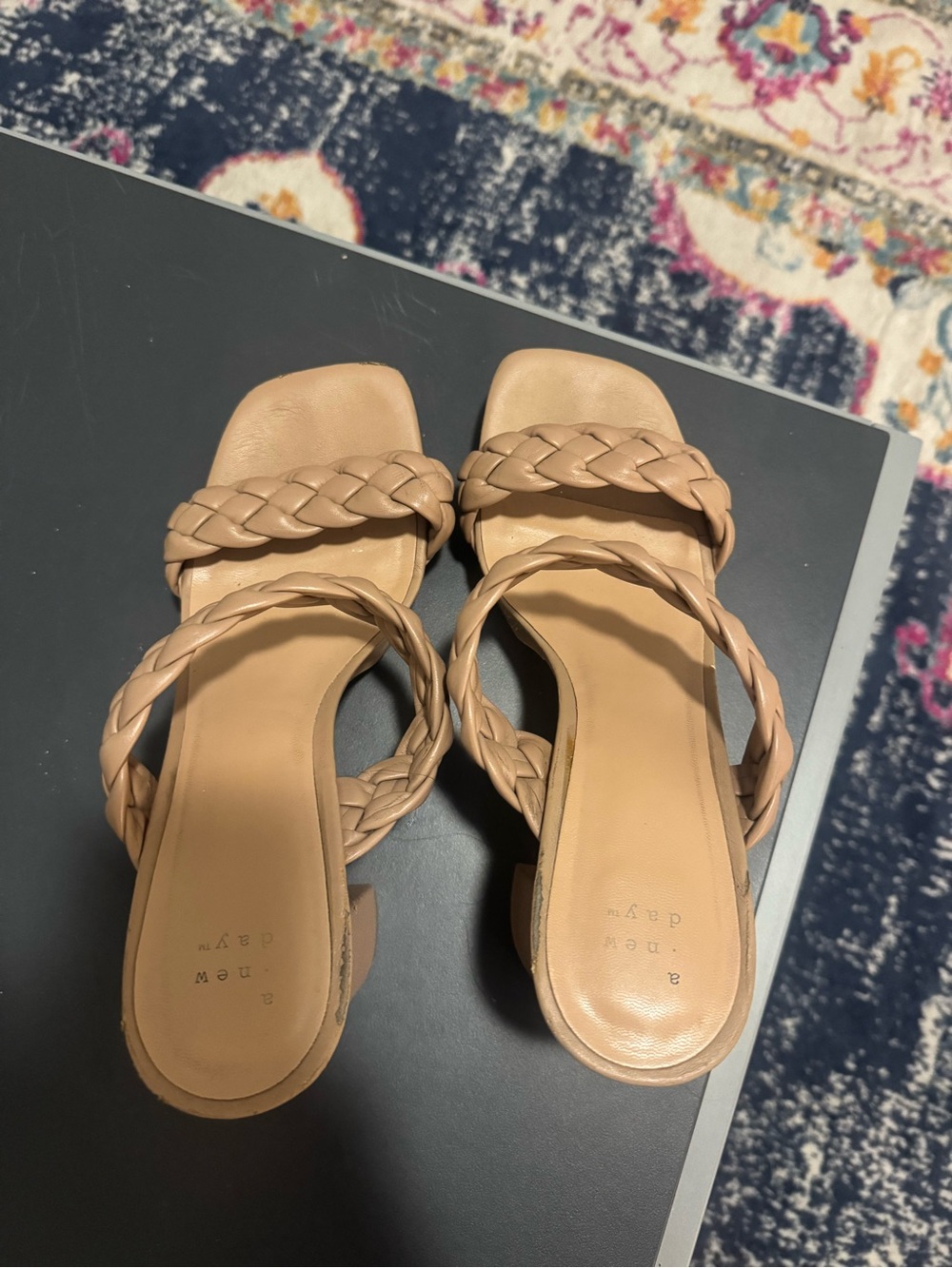 A New Day Braided Strap Tan Women's Slide Sandals